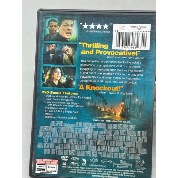 Crash Widescreen DVD Lions Gate Home Entertainment 2004 122 Minutes Used READ - Picture 2 of 3